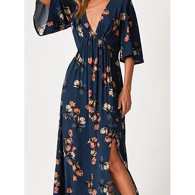 2023 Women's V-neck printed dress