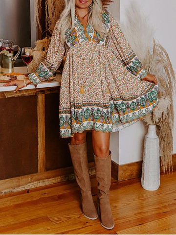 floral print long sleeve dress