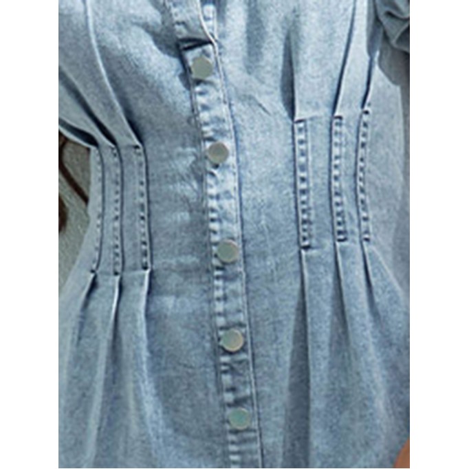 Blue denim short sleeve dress