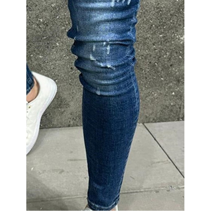 Blue skinny distressed jeans