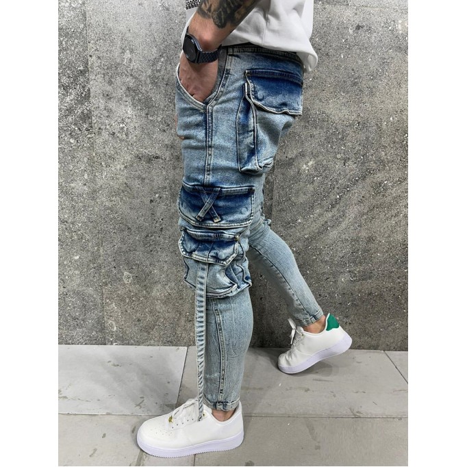 Blue workwear skinny jeans