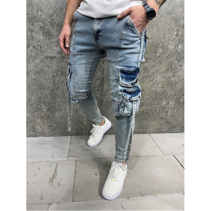 Blue workwear skinny jeans