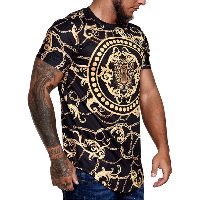 Chain lion pattern T-shirt