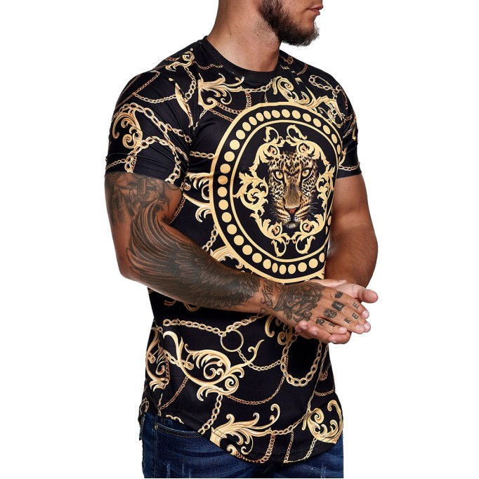 Chain lion pattern T-shirt