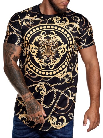 Chain lion pattern T-shirt