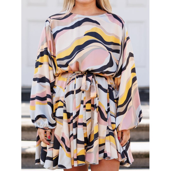 Contrast printed loose fitting dress