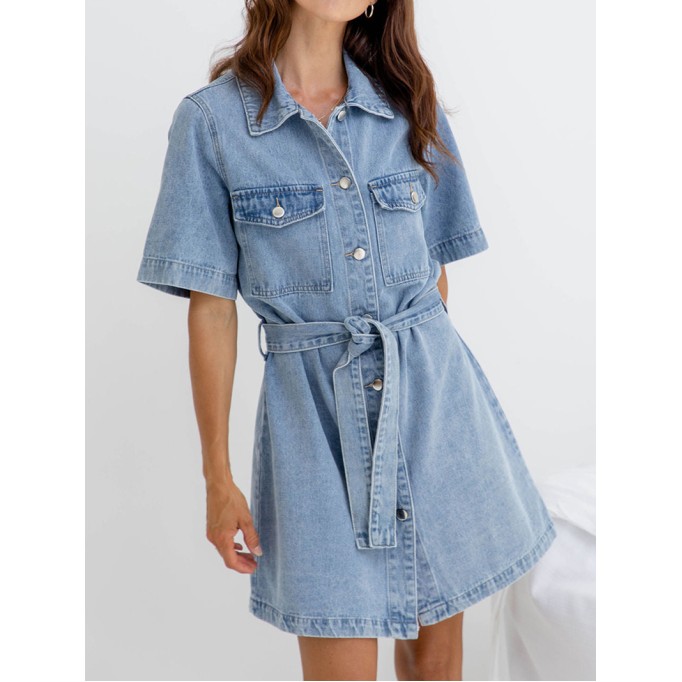 Denim Mini Dress - Light Wash