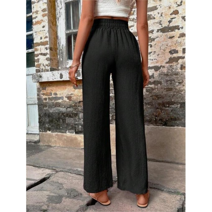 Elastic high waisted loose trousers