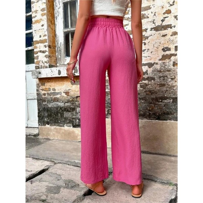 Elastic high waisted loose trousers