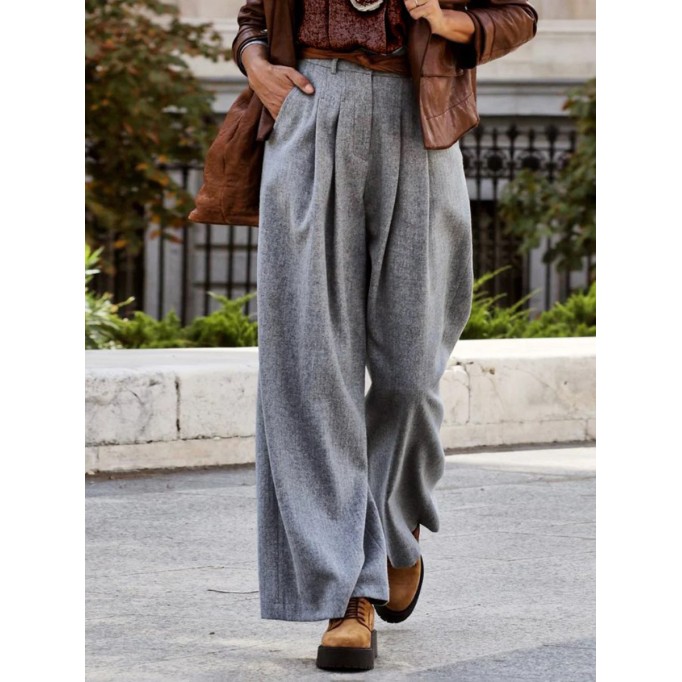 Elegant gray wide-leg pants