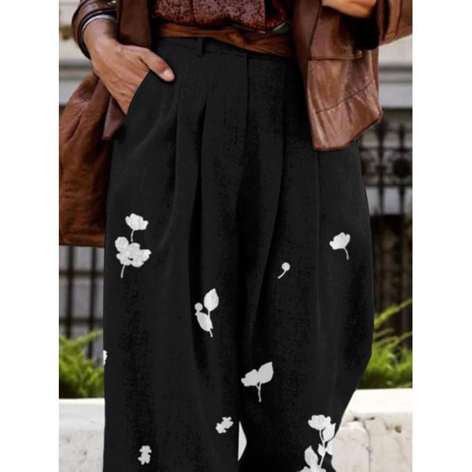 Elegant printed wide-leg pants