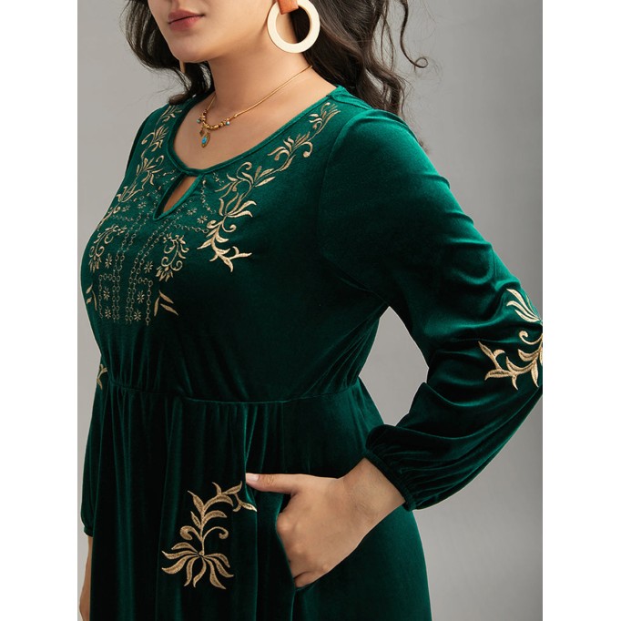 Elegant senior velvet embroidered dress