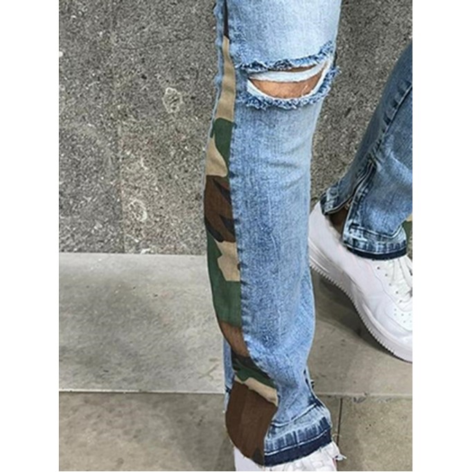 Flare shaped camouflage skinny jeans