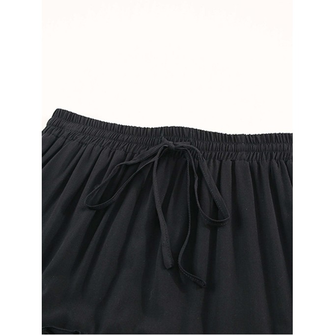 FRILL TIERED DRAWSTRING WAIST MAXI SKIRT