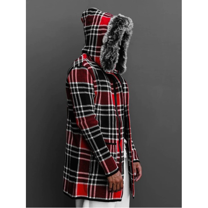 Heavyweight plaid hoodie sweater jacket