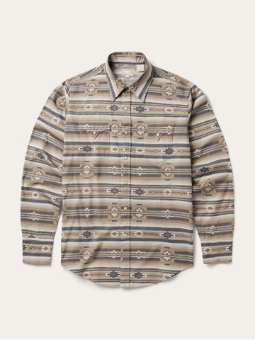 Men's Horizontal Aztec Print Western Shirt