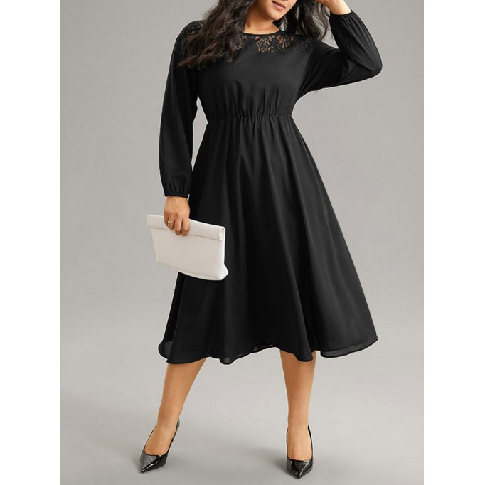 Lace patchwork plus-size women's dress