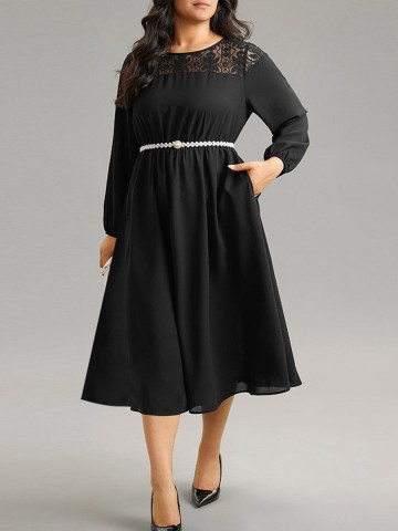 Lace patchwork plus-size women's dress