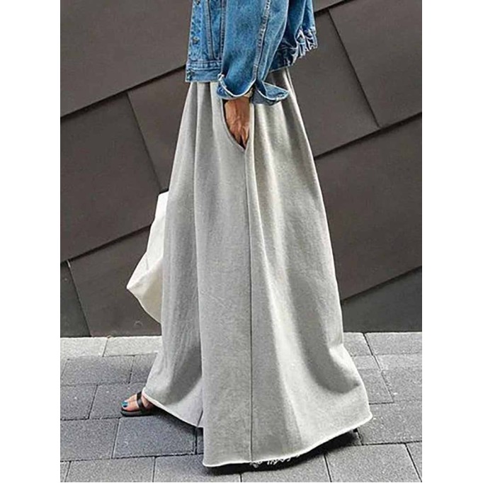 Loose Urban Gray Wide Leg Elastic Waist Pants