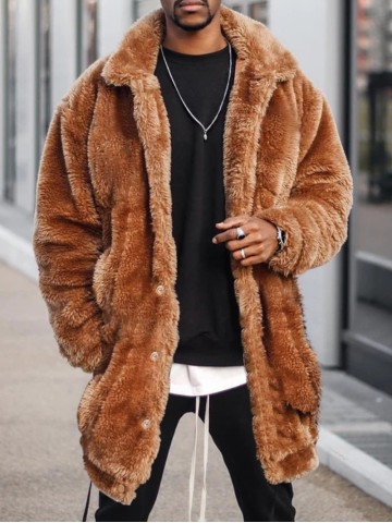 Men's Casual Oversized Plush Coat Jacket