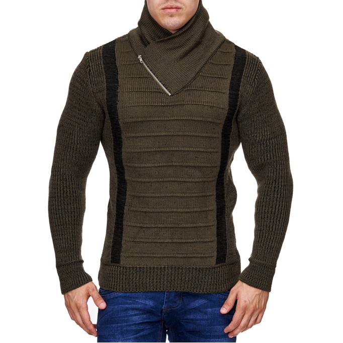 Men's Fashion 2-line Small High Neck Zipper Coat