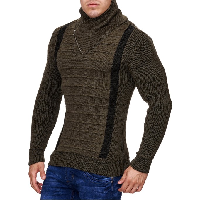 Men's Fashion 2-line Small High Neck Zipper Coat