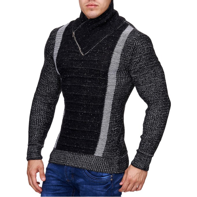 Men's Fashion 2-line Small High Neck Zipper Coat