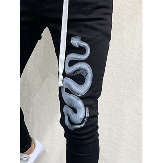 Men's snake patterned skinny jeans