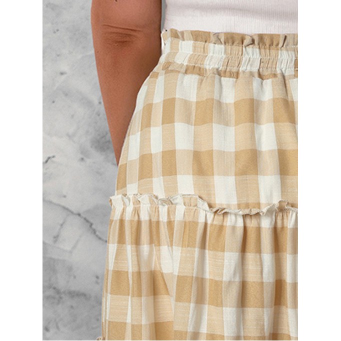 PLAID RUFFLE DECORATION SHIFT CASUAL CUTE SKIRTS