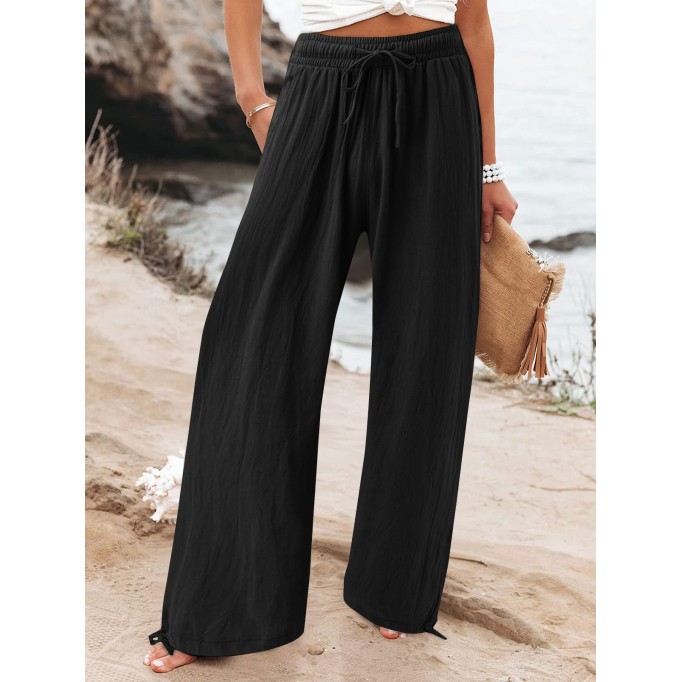 Pleated thin comfortable wide-leg trousers