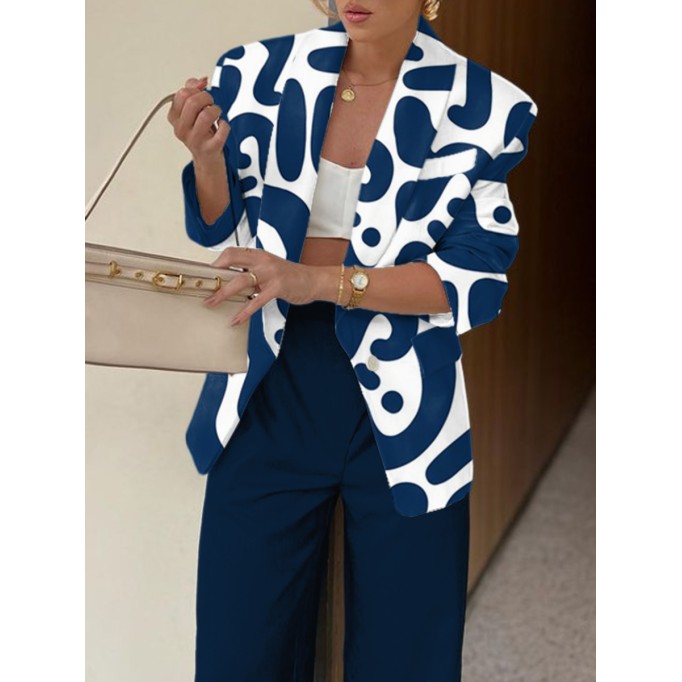 Professional elegant print premium blazer pantsuit