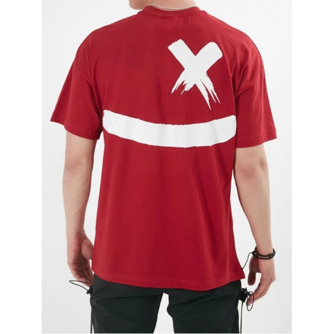 Red oversized pattern T-shirt