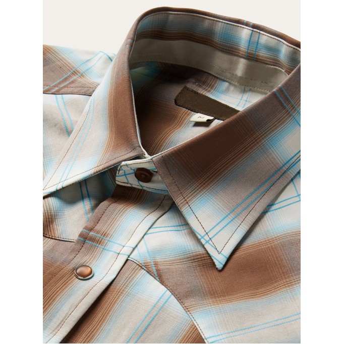 Men's Sand Ombre Plaid Western Shirt