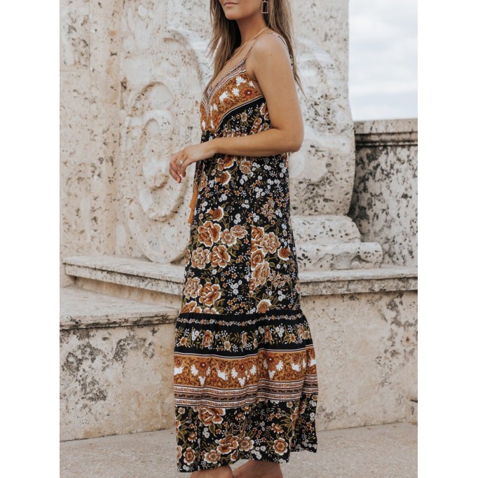 Sexy Bohemian halter print dress