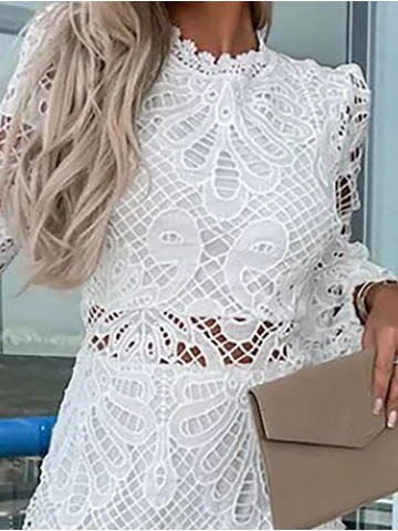 LACE PETAL TRIM MINI DRESS