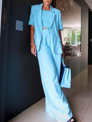 Sky blue suit jacket and trousers 2 sets