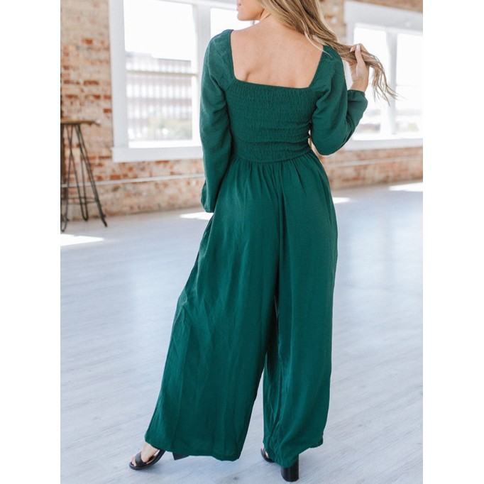 Smocked Wide Leg Jumpsuit