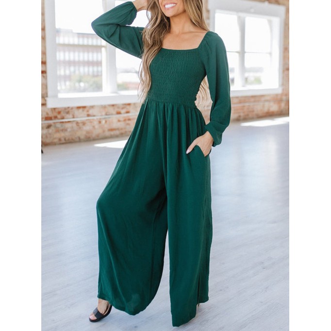 Smocked Wide Leg Jumpsuit