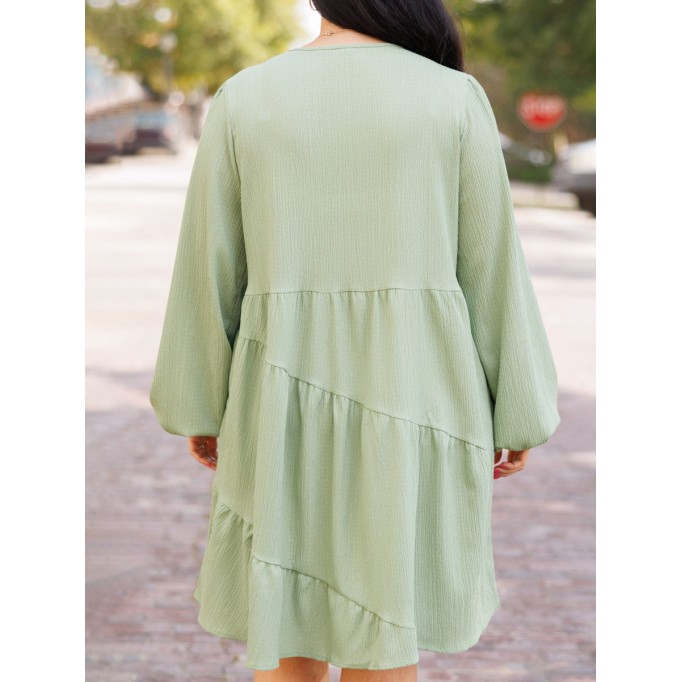 Split V-neck loose fitting dress