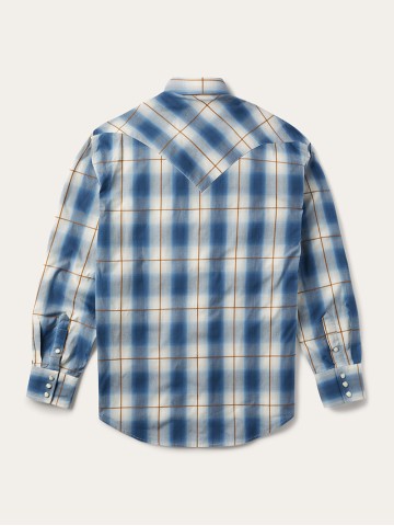 Men's Steel Ombre Plaid Western Shirt