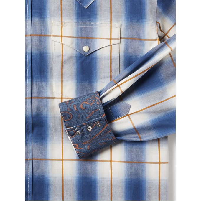 Men's Steel Ombre Plaid Western Shirt