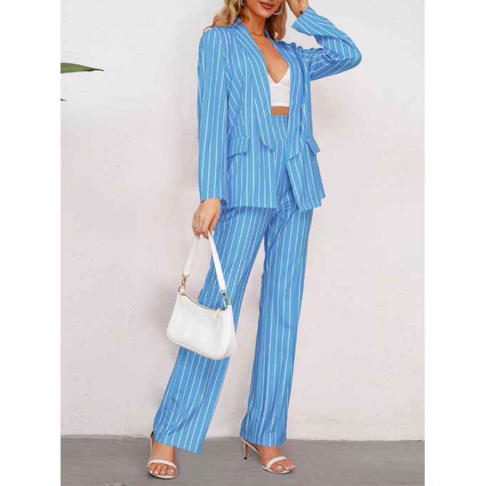 Striped suit jacket straight pants set