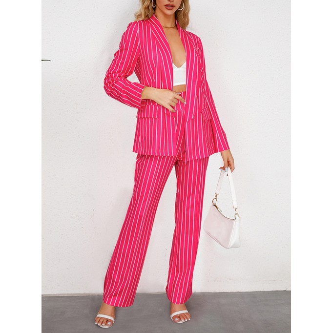 Striped suit jacket straight pants set