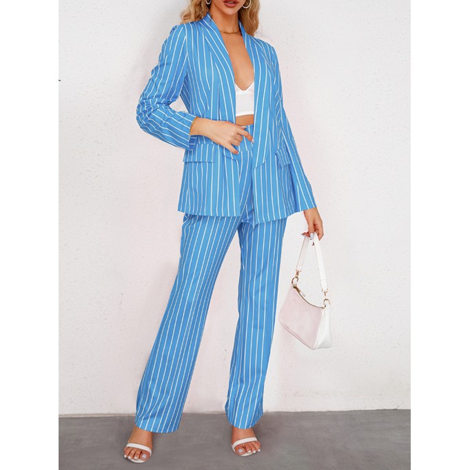 Striped suit jacket straight pants set