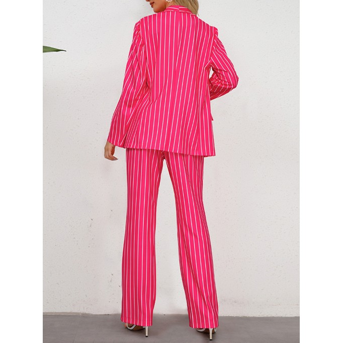 Striped suit jacket straight pants set