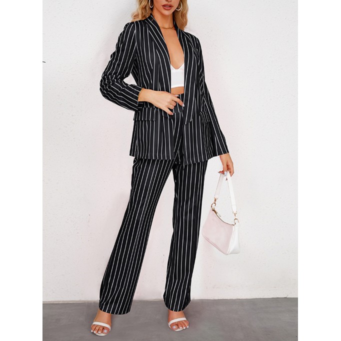 Striped suit jacket straight pants set