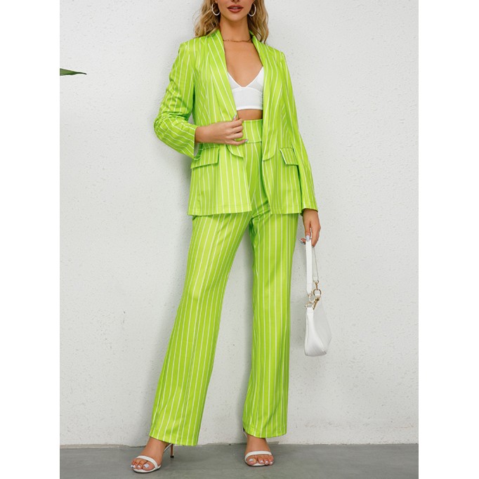 Striped suit jacket straight pants set