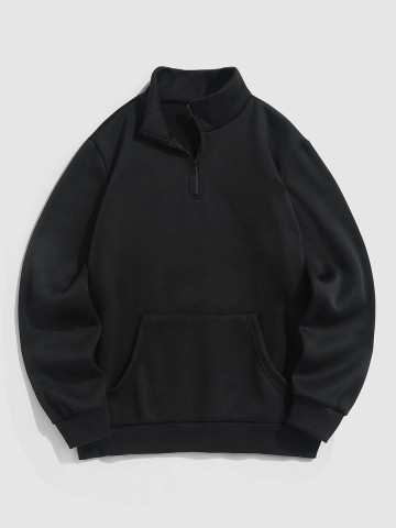 Thermal fleece-lined sweatshirt with graphic front pocket