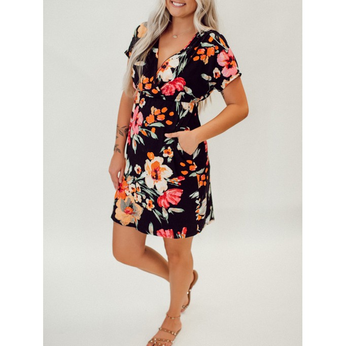 Tropical floral pattern dress