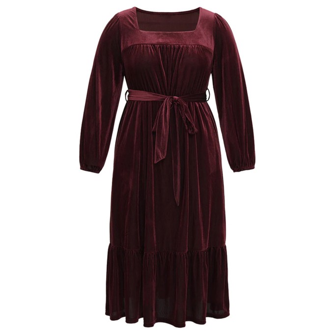 Velvet patchwork plus-size women's dress